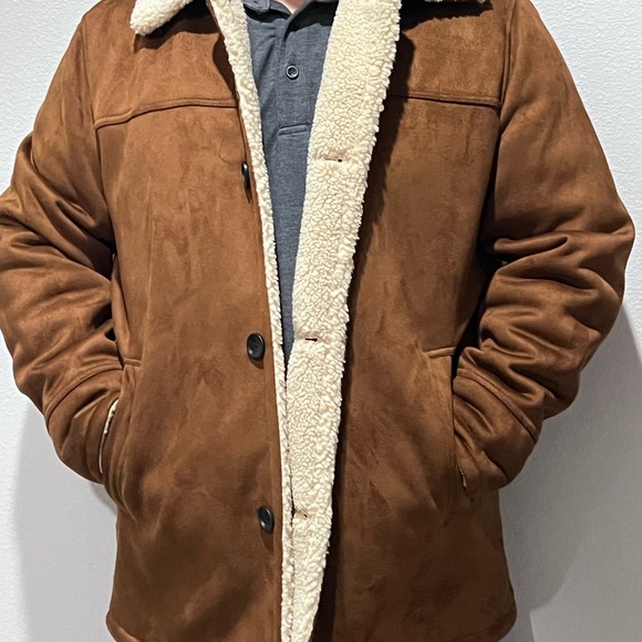 Calvin Klein Men's Tan Suede Bomber Jacket - Picture 4 of 8